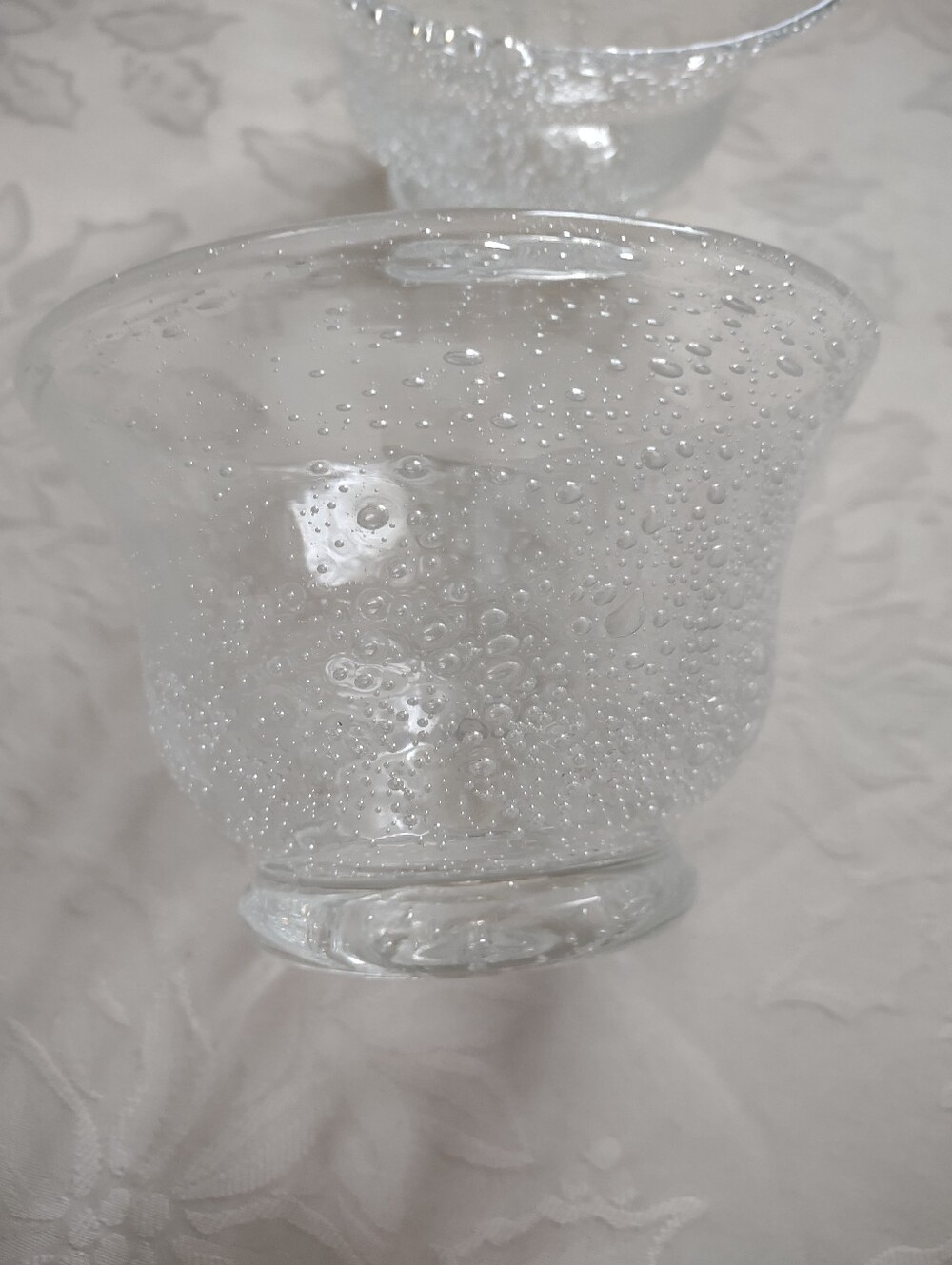 Unique Vintage Handmade Artisan Glasswware Seeded Bubble Texture 2 Bowls